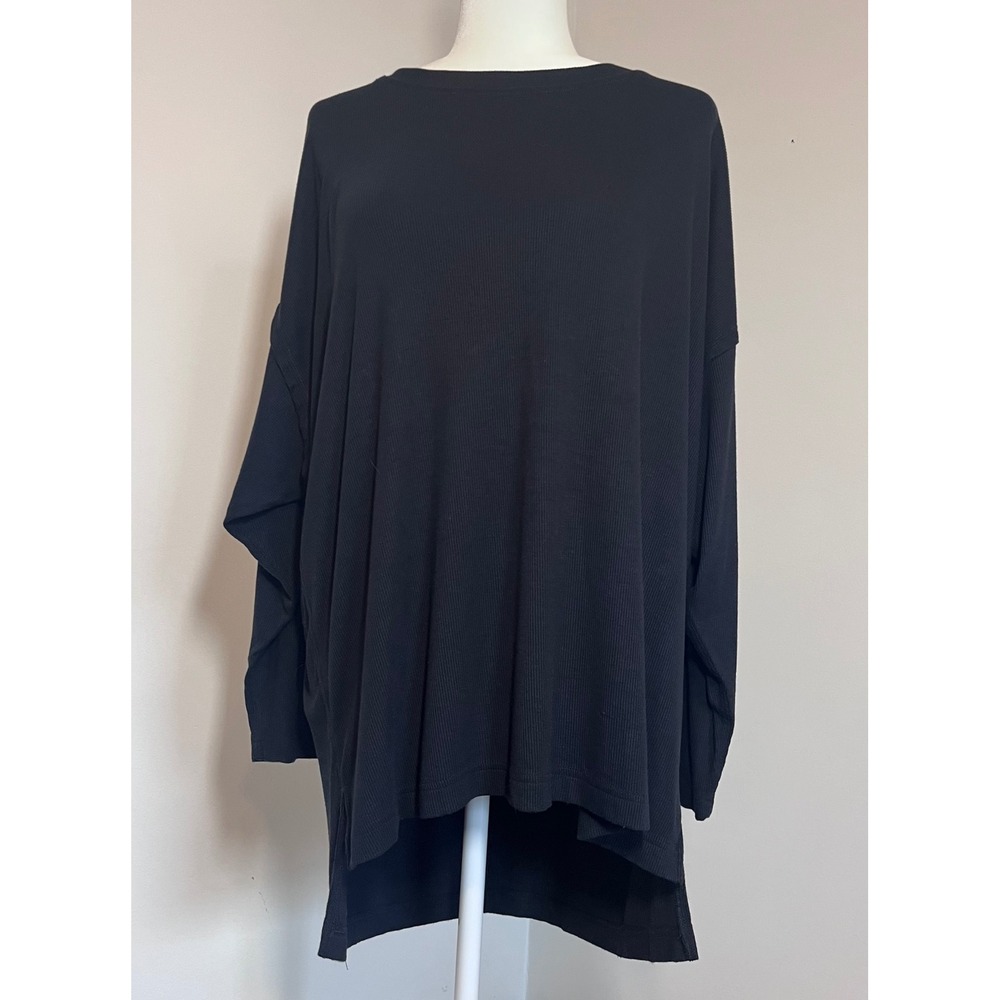 Free People Intimately All my Love Long Sleeve T Shirt Small Black Oversized